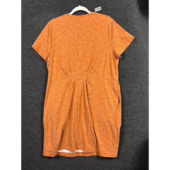 Duluth Trading To 'n' Flow Pleated Back Short Sleeve Dress Womens XL Orange - Picture 2 of 6